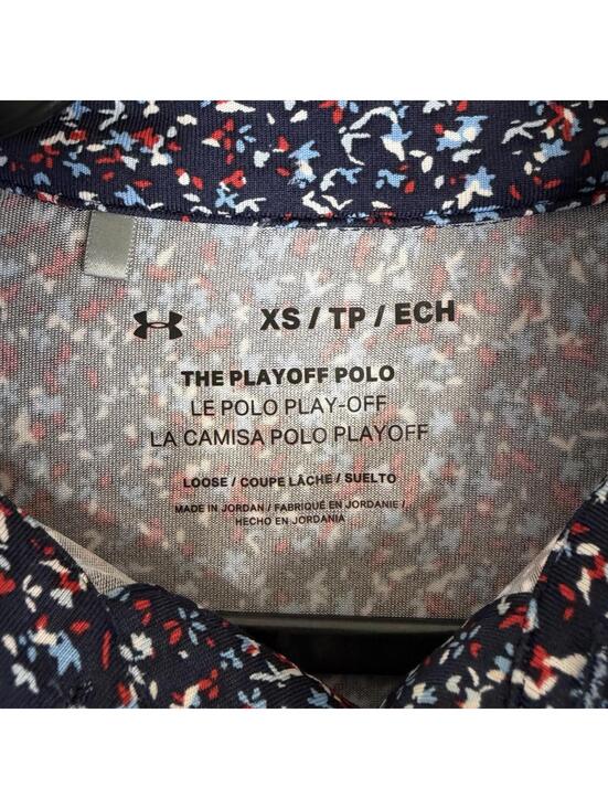 Under Armour The Playoff Polo Shirt Mens XS Loose All Over Print Speckled Floral - Picture 4 of 6